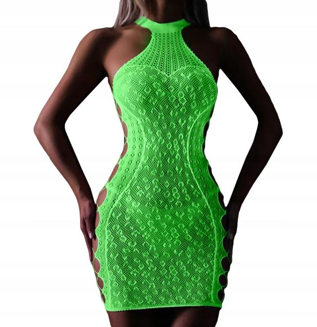 Glow In The Dark Mesh Bodystocking With A Hole Fluo Dress R.uni