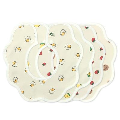 Beige Lätzchen-Rollset 4-teilig, Katze, Zitrone, Erdbeere, Bär, 1 Set