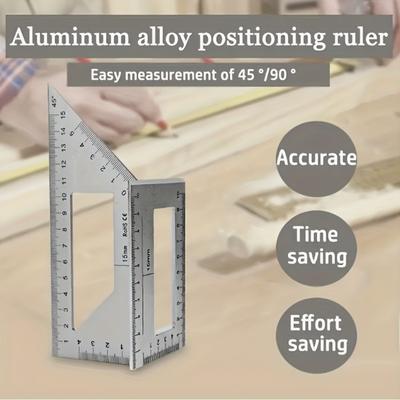 Precision Aluminum Square Ruler, Angle Ruler, Multi-Angle Measuring Tool - 45 °/90 ° Woodworking Ruler - High Precision Measuring Instrument