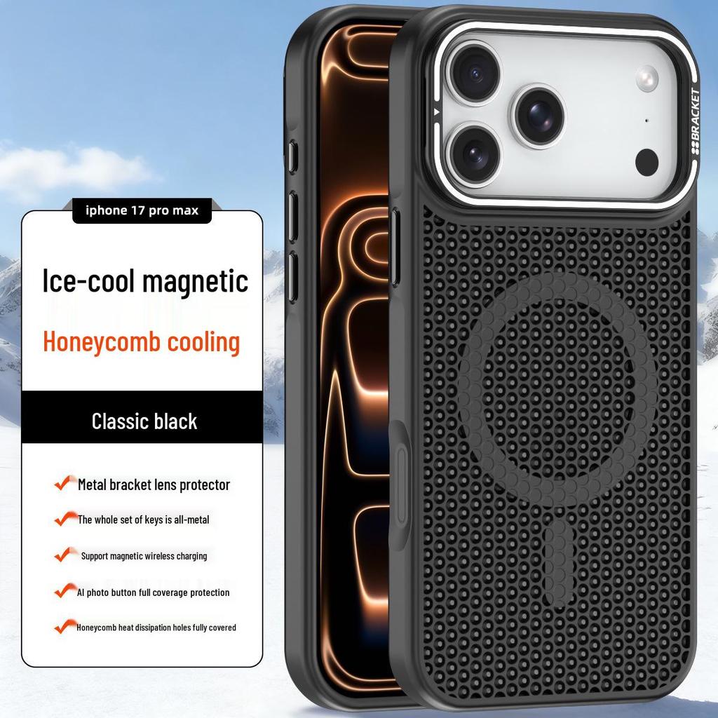 Custodia Magnetica con Dissipazione del Calore a Nido d'Ape per iPhone 16 Pro Max, Compatibile con Obiettivo Apple 15 e Supporto a Rete 14