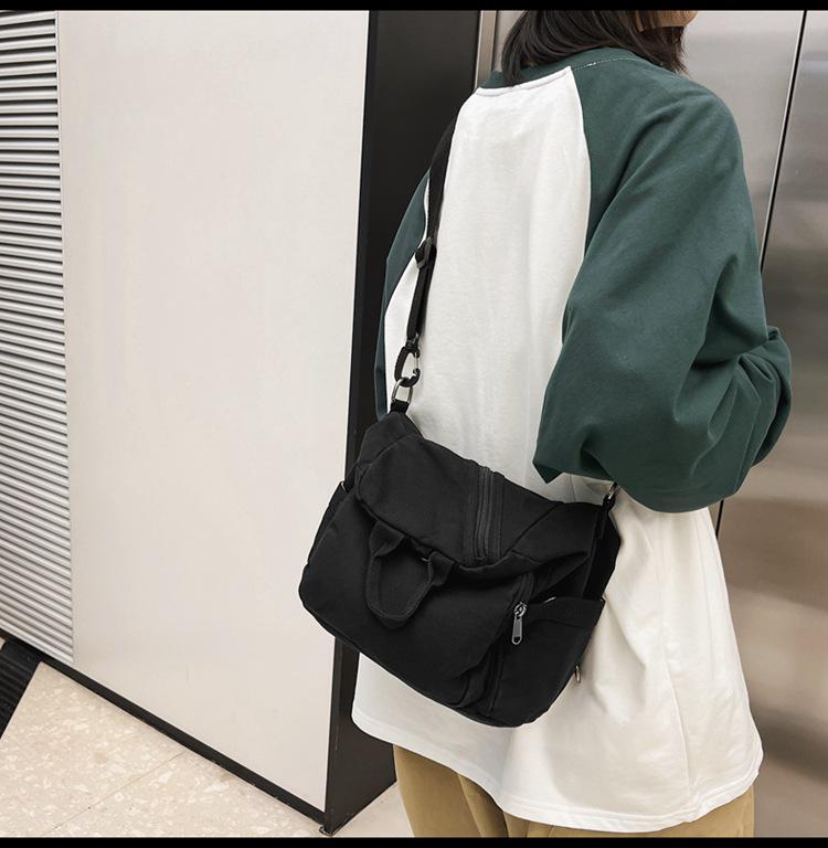 Ruiying Plátěný batoh s velkou kapacitou, pratelný - Unisex, japonský styl, jednobarevný