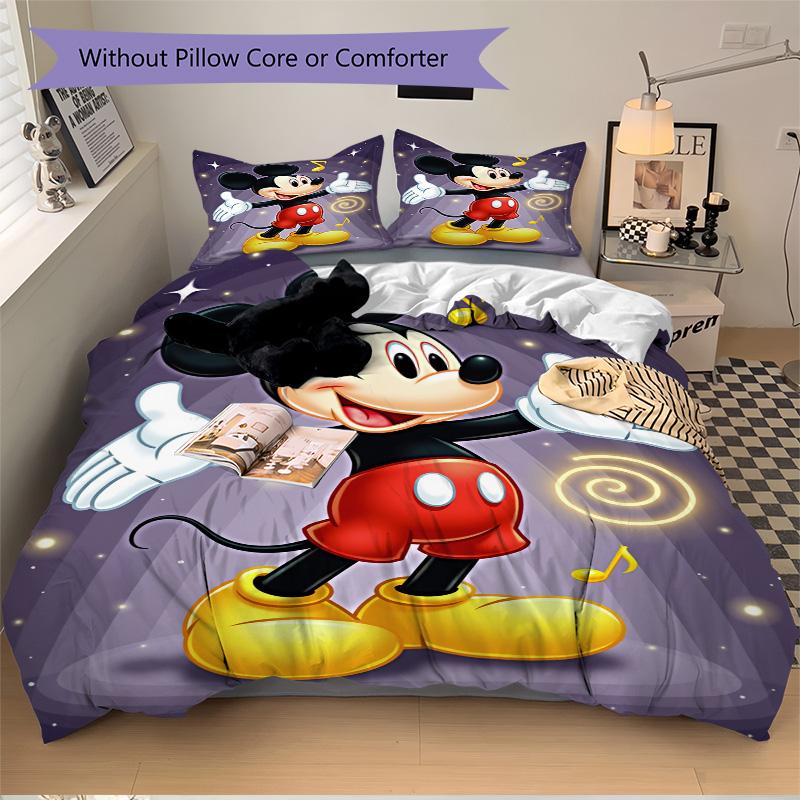 Mickey Mouse Magic Moment Print 3Pcs Bedding Setduvet Cover With 2 Bedropillowcase Home Birthday Gift