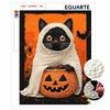 DIY rahmenloses Perlenkunst-Set Halloween Katze Kürbis Design 3D Perlenmalerei Leinwand Entspannendes handgemachtes Bastelset für Heimwanddekoration
