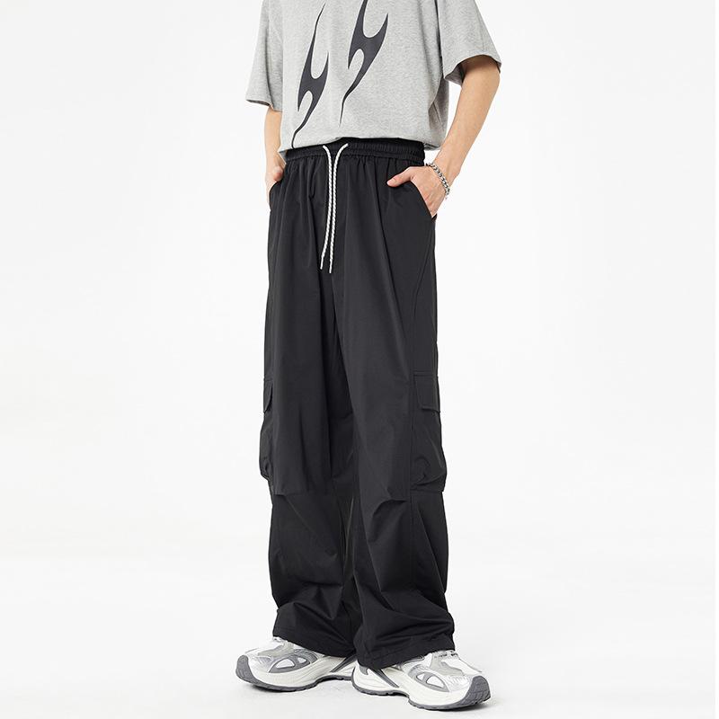 Spring and autumn new casual overalls straight wide-leg pants sports men's and women's versatile pants men's