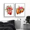 Flower Brain Heart Skull Organ Anatomy Wall Art Canvas Painting Medical Posters and Prints for Doctors Offices Hospitals Decor