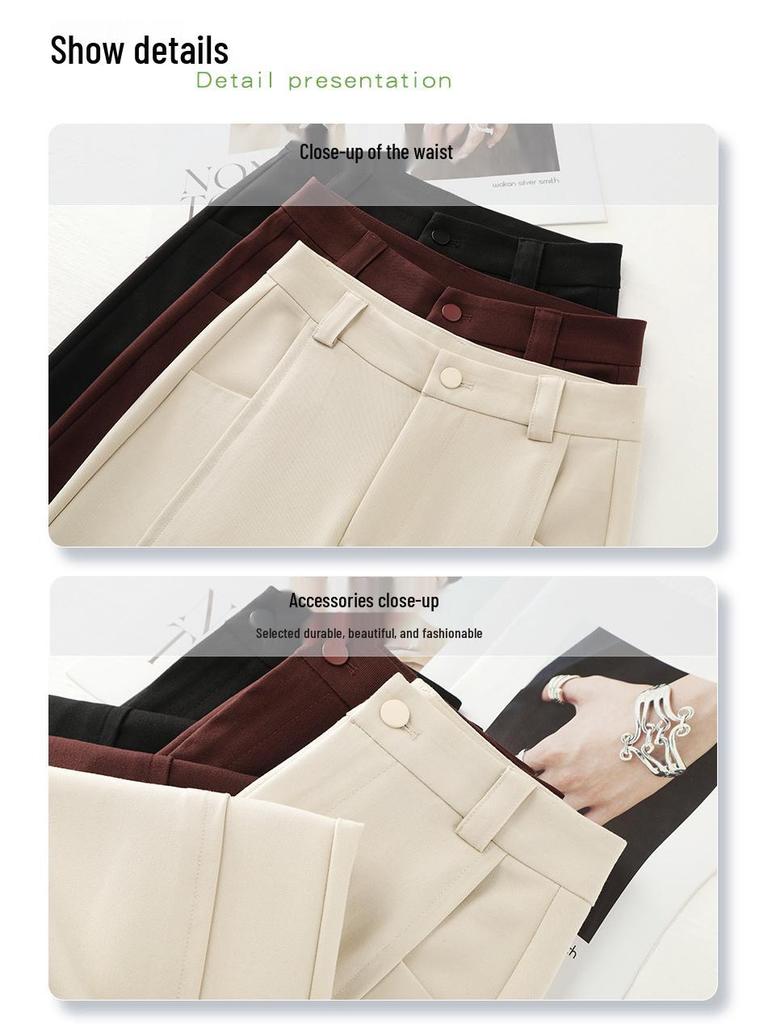 Women's 2025 Spring High-Waist Red Wide-Leg Drapey Pants