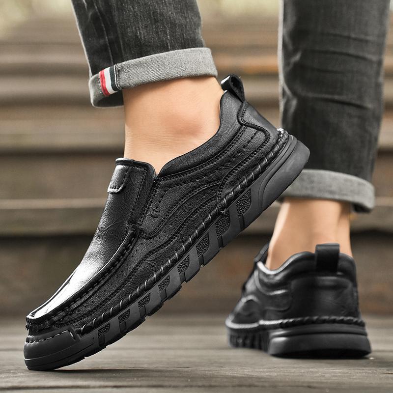 38-46 Retro Cow Leather Shoes Men Loafers Handmade Casual Leather Shoes Moccasins Men Flats Shoes