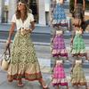 Sommer Boho Print Maxikleid Damen Hohe Taille Druck Langes Kleid Lässig Locker Hohe Taille Röcke für Damen