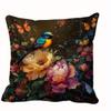 Colorful Birds  Butterflies Floral Pillow Covers Pattern Cushion Cover Suitable For Sofa Bedroom Car Pillow Cover