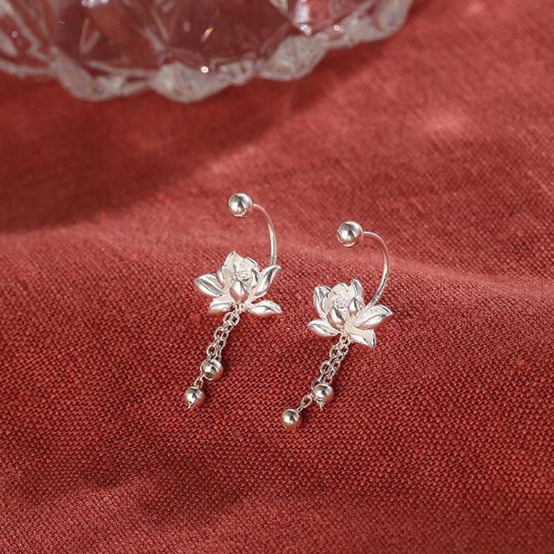 2024 New Fashion Zinc Alloy Color Lotus Flower Pendant Earrings For Women Minimalist Metal Bow Heart Dange Earrings Zircon Gift
