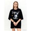 Oversized T-Shirt Black Stupidace Rabbit Graphic Print Casual Streetwear Fashion Top for Women and Men Unisex Loose Fit Everyday Wear Party Outfit