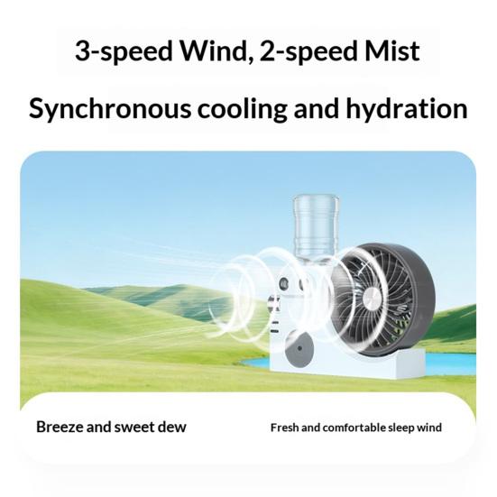 Portable Mist Table Fan Ultra-Quiet Operation Desk Fan with Cooling Mist Spray USB Rechargeable Desk Fan for Office Home Travel Bedroom