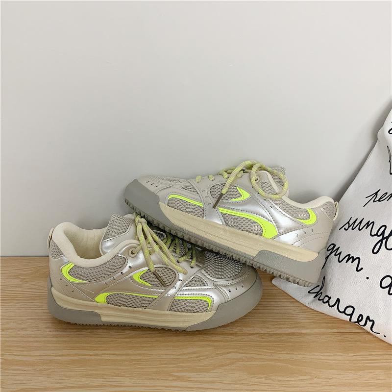 

Fashion Women s Casual Flat Shoes 2025 Spring Summer Mesh Breathable Non Slip Sneakers Fashion Lace Up Comfortable Vulcanized Shoes 35 шампанского
