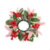 Christmas Artificial Leaves Candle Ring Wreath Garland Handmade ID 3.3inch