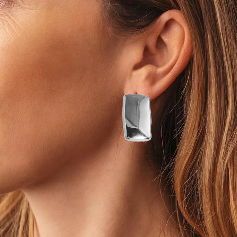 European and American INS Style Geometric Gold-Plated Titanium Square Earrings: High-End Design