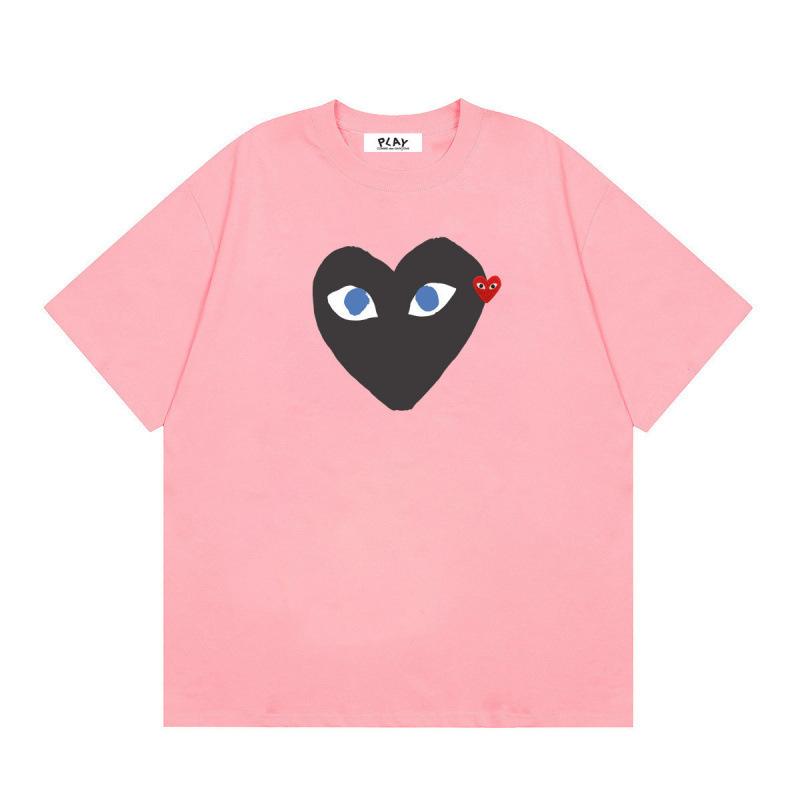 Japanese trendy brand heart-print short-sleeve T-shirt, unisex loose couple's summer casual daily versatile top
