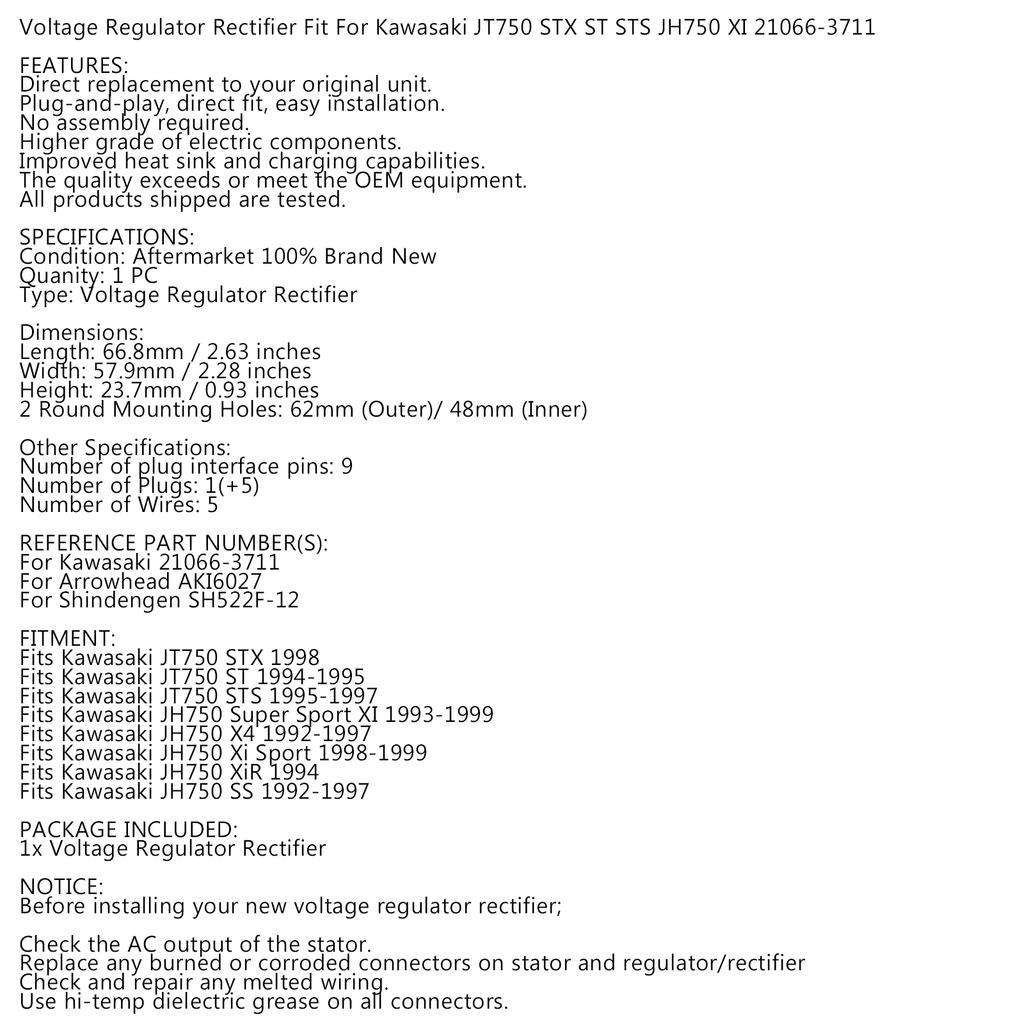 Regler Gleichrichter passend für Kawasaki Sport XI 750 SS ST STS STX 750 21066-3711