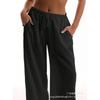 Drawstring Loose Solid Color High-Waisted Wide-Leg Pants Casual Pants 2026 Spring Women's Fashion