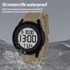 Outdoor Sport Digital Watch For Men Waterproof Large Screen Countdown Alarm Wrist Watch Silicone Band Student Electronic Clock
