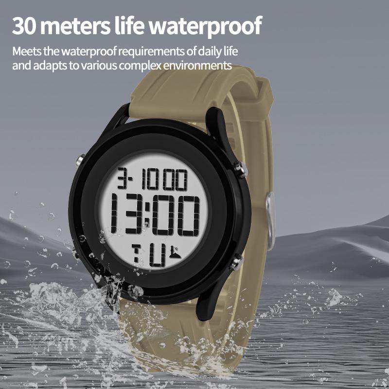 Outdoor Sport Digital Watch For Men Waterproof Large Screen Countdown Alarm Wrist Watch Silicone Band Student Electronic Clock