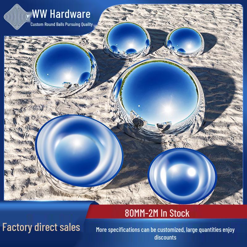 

201 Stainless Steel 0.8mm Mirror-Finish Hollow Hemisphere: Railing Decor & Display Ball 80mm Hollow Half-Round Ball