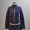 European & American Fashion Zipper Cardigan: Stand Collar Denim Jacket with Long Sleeves for Women