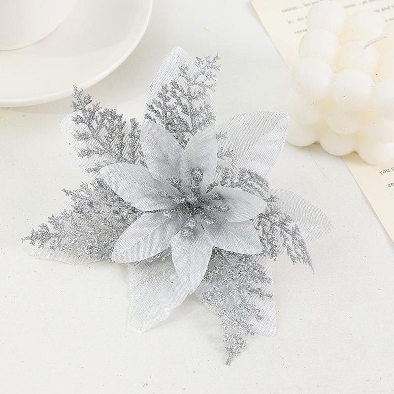 Simulation Christmas Flower Ornament Xmas Tree Silk Cloth Flower Hanging Pendant Merry Christmas Noel Gift Happy New Year 2027
