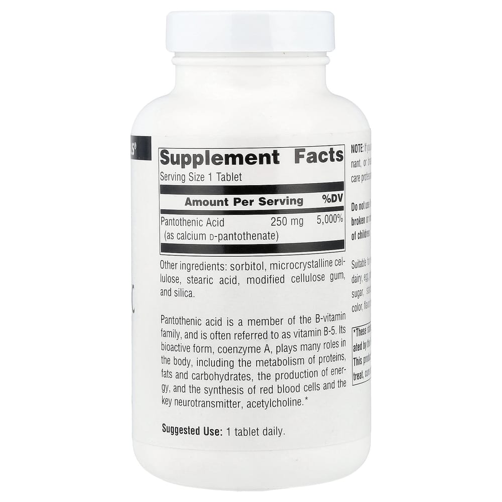 Source Naturals Pantothenic Acid Vitamin B-5 250 Mg, 250 Tablets