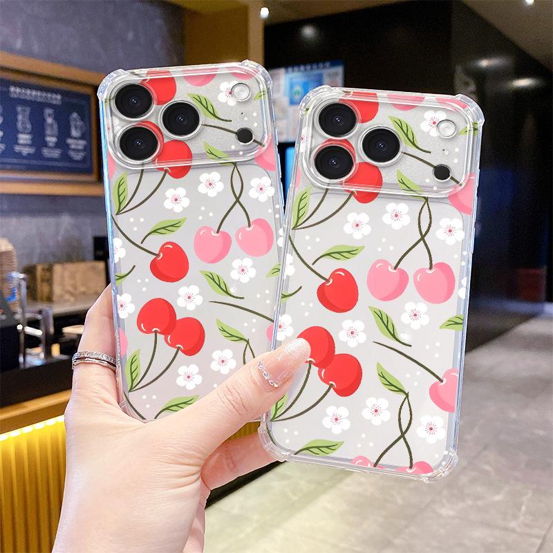 Small Fresh Mobile Phone Case for Girls iPhone16Pro Transparent Anti-drop Case Apple 15