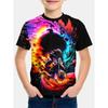 Summer Round Neck 3D Cool Motorcycle Printed Top Fashionable Casual Short Sleeved Children's Boy T-shirts