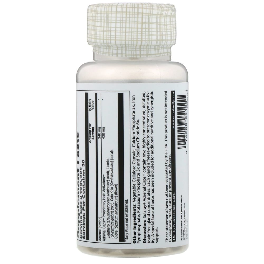 Solaray Freeze-Dried Adrenal Caps with Herb Activators Veggie Capsules, 60 Count