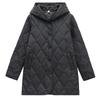 Women's Hooded Diamond-Quilted Winter Jacket 2024 - Solid Color, Warm Cotton, Long-Sleeved.