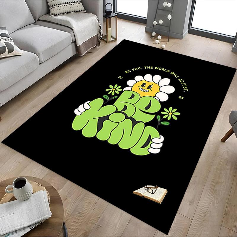 1pc Be Kind Home Office, Durable Polyester Floor Mat with Easy, Office Decor, Urban Style, Nonslip Backing, Highquality Fabric