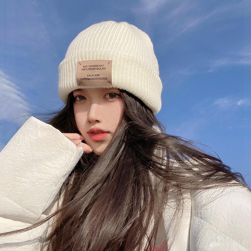 Hat Knitted Wool Hat Shows the Face Small Autumn and Winter Warm Fashion Versatile Cold Hat Women's Big Head Circumference Hat