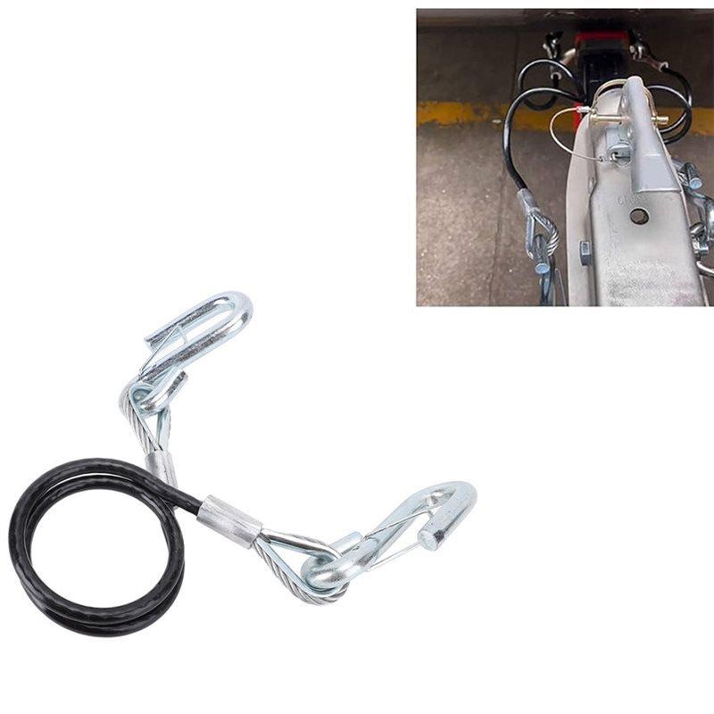 Q2-For RV Trailer Safety Cable With 2 Hooks 3500Lbs Load Capacity Galvanized Iron High Strength
