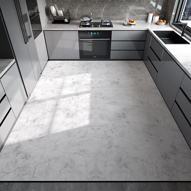 Kitchen Floor Mat Waterproof Non-slip Oil-resistant Leather Carpet PVC Large Size Imitation Marble Geometric Rug Home Decora Mat
