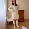 2025 Autumn Women's European & American Semi-High Neck Wool Blend Mid-Length Knit Dress