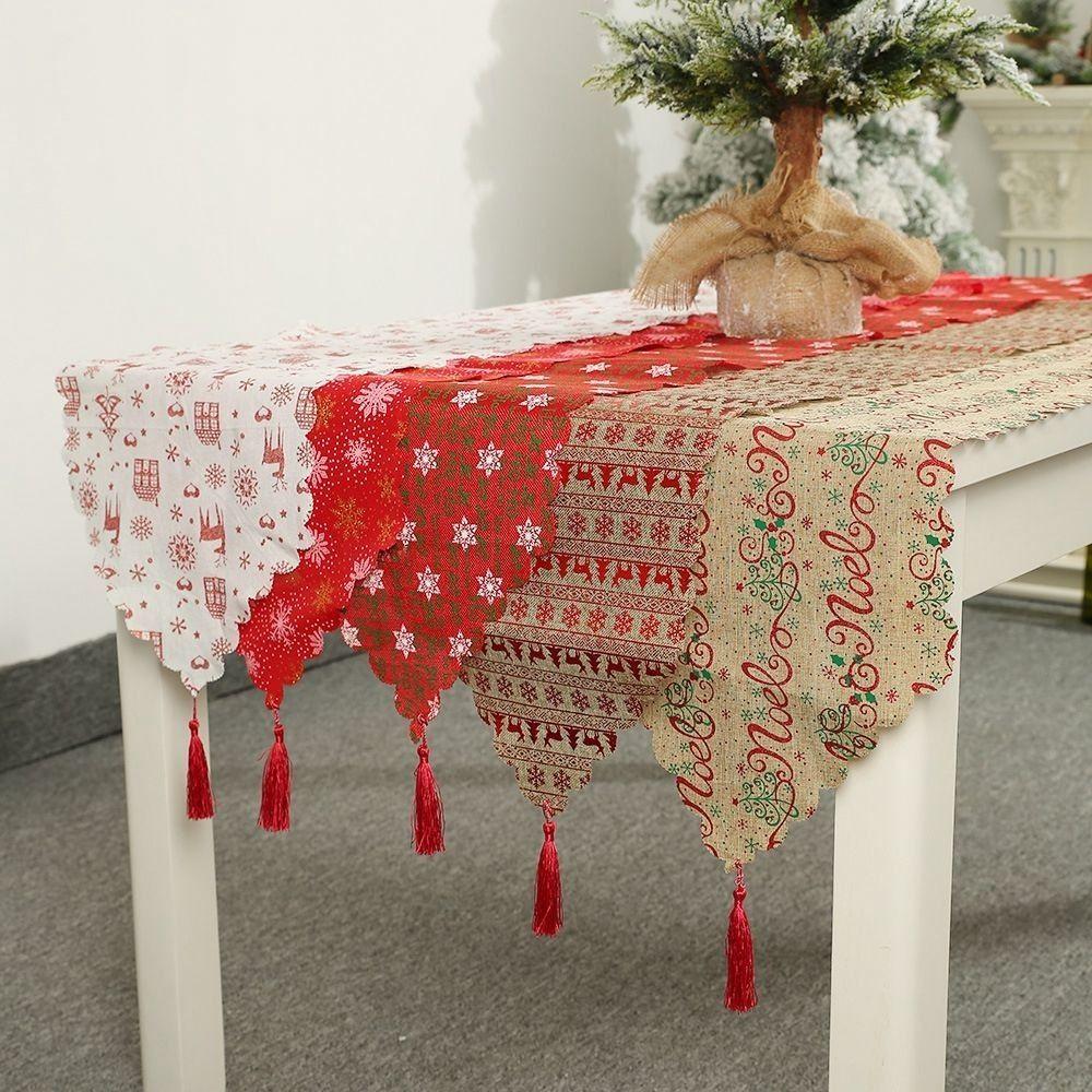 Tapestry Gift Snowflake Christmas Ornament Xmas Decor Table Desktop Decorative Christmas Decoration Tablecloth Table Runner