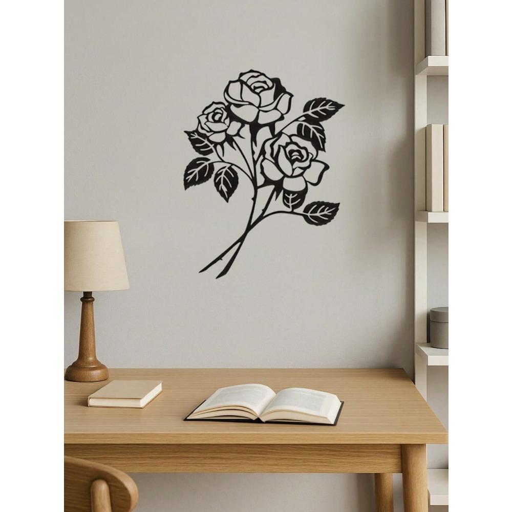 Romantic Rose Metal Wall Decor - Elegant Iron Art Craft for Valentine's Day Gift Home Ornament
