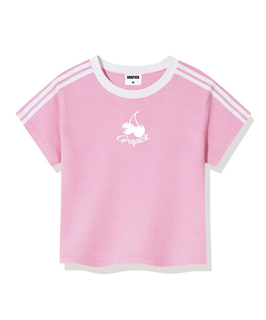 Geulapig Cherry Pick Semi-Crop Track Short Sleeve T-Shirt 6 Colors [Grse_6003]