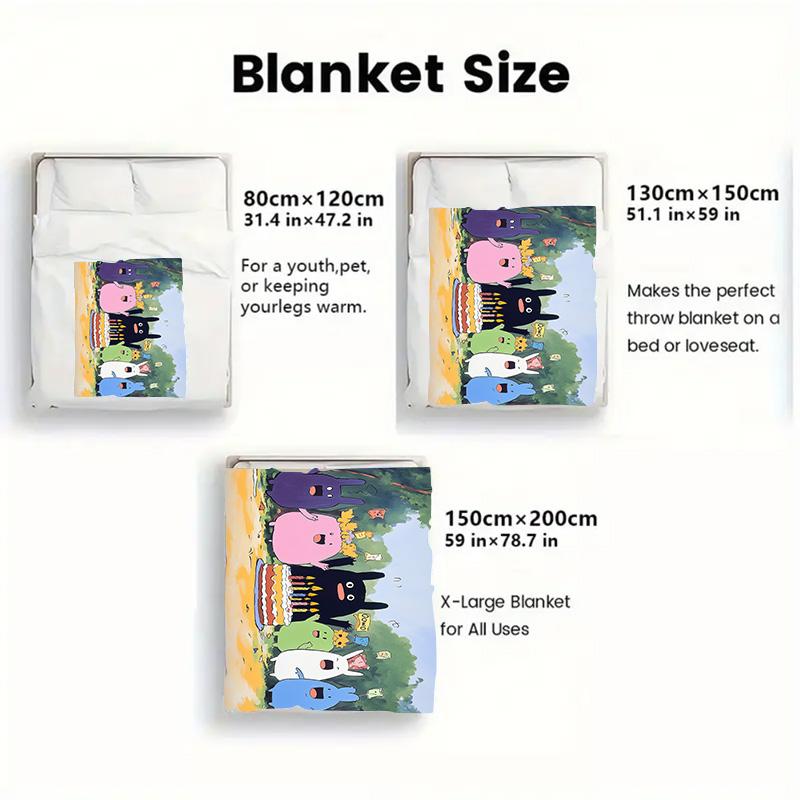 Cute Rabbit Birthday 2D Flat Pattern Flannel Blanket High quality All Seasons Warmth and Comfort Perfect for Christmas Gifts.MMT0918372