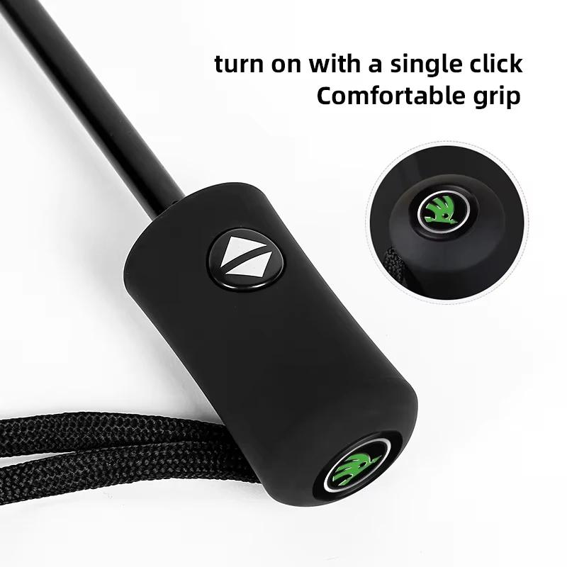 2025 Nuevo Paraguas Plegable con Logo de Coche Accesorios Anti-UV Para Skoda Octavia Superb Rapid Kodiaq Karoq Fabia Kamiq Enyaq Vision RS Y