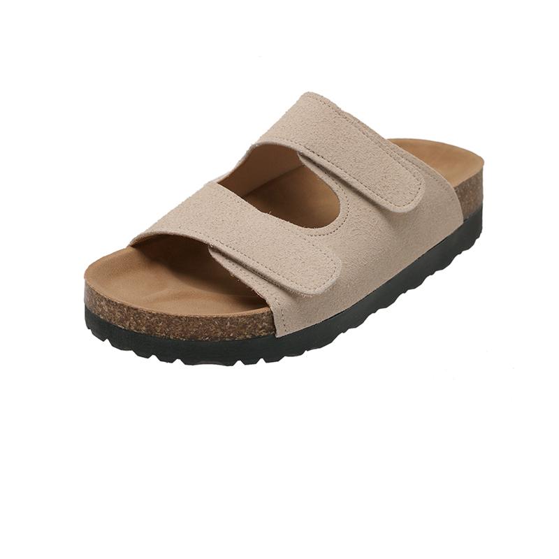 

Fashion Summer New Style Flat Sandals Women Fashion Round Head Shallow Mouth Open Toe Cow Suede Set Foot Anti-slip Wear Slippers 35