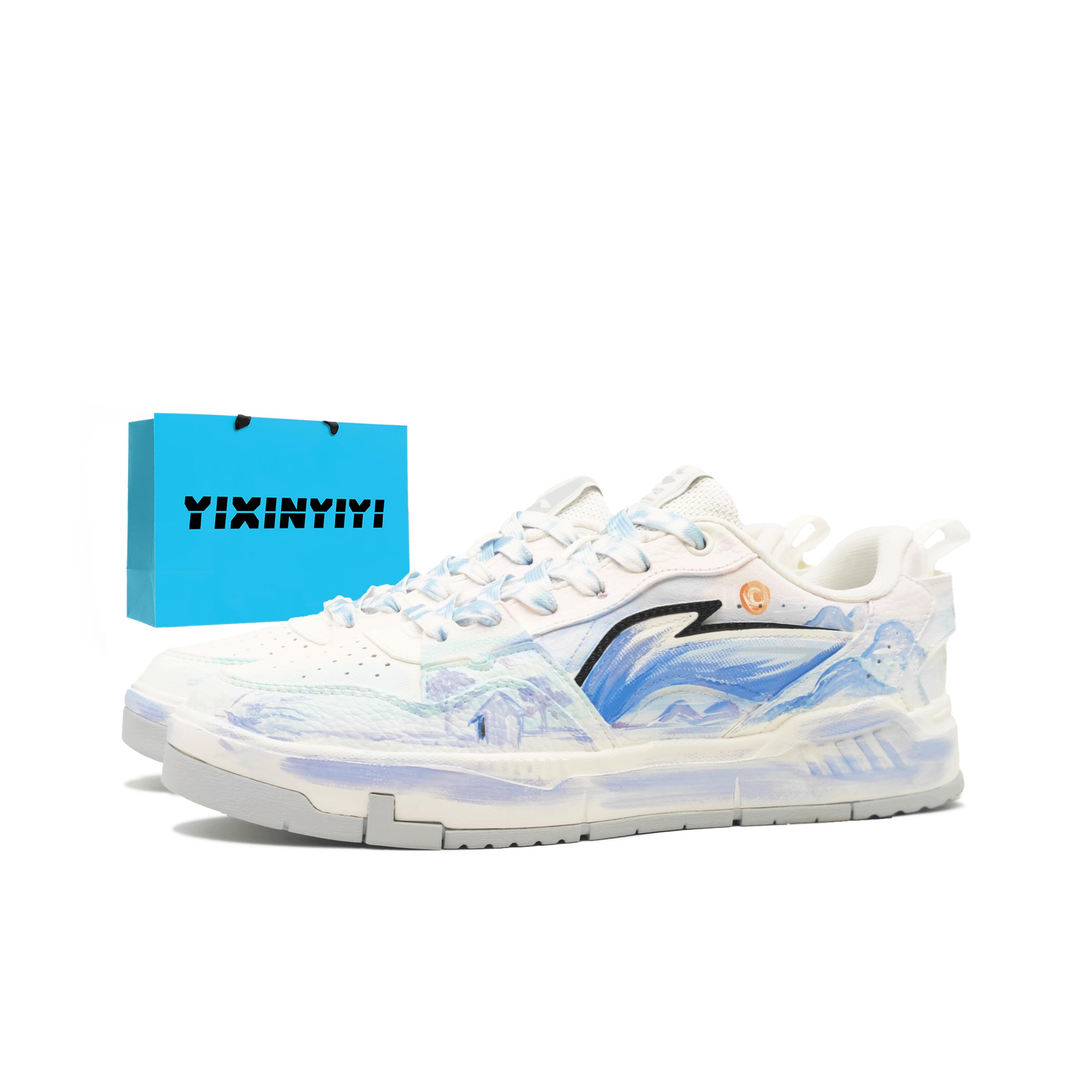 

Li Ning Original Era Slip Resistant, Abrasion Resistant, Breathable Low top Skateboard Shoes Unisex White Blue AGCU337-3(Team16-) 43.5