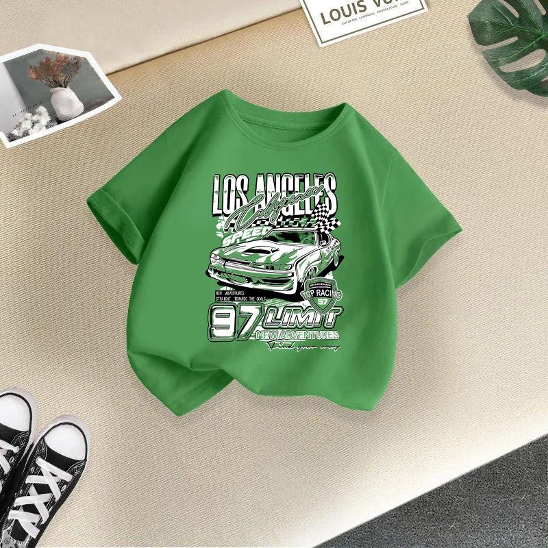 Children T-shirt Car Printed Kids 100% Cotton Tops 2-13Y O-Neck Short-sleeve T-shirt