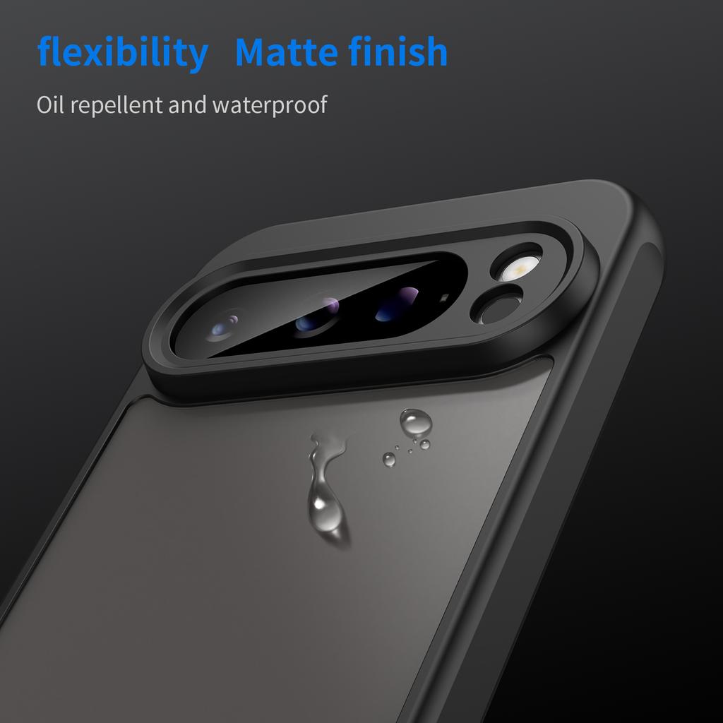 For Google Pixel 9 Pro XL Case Drop Proof Airbags Frosted Translucent PC + TPU Phone Back Cover