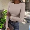 Women's  And Winter Slim Bottom T-shirt Fashion Casual Solid Color O-Neck Pullover Long Sleeve Top
