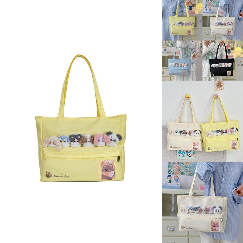 Cute Cat Paw Letter Embroidery Large Capacity Women Casual Canvastote Bag For Daily Use