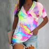 Summer Colorful Floral 3d Printing T-shirt Women's V-neck Short-sleeved T-shirt Top T-shirt