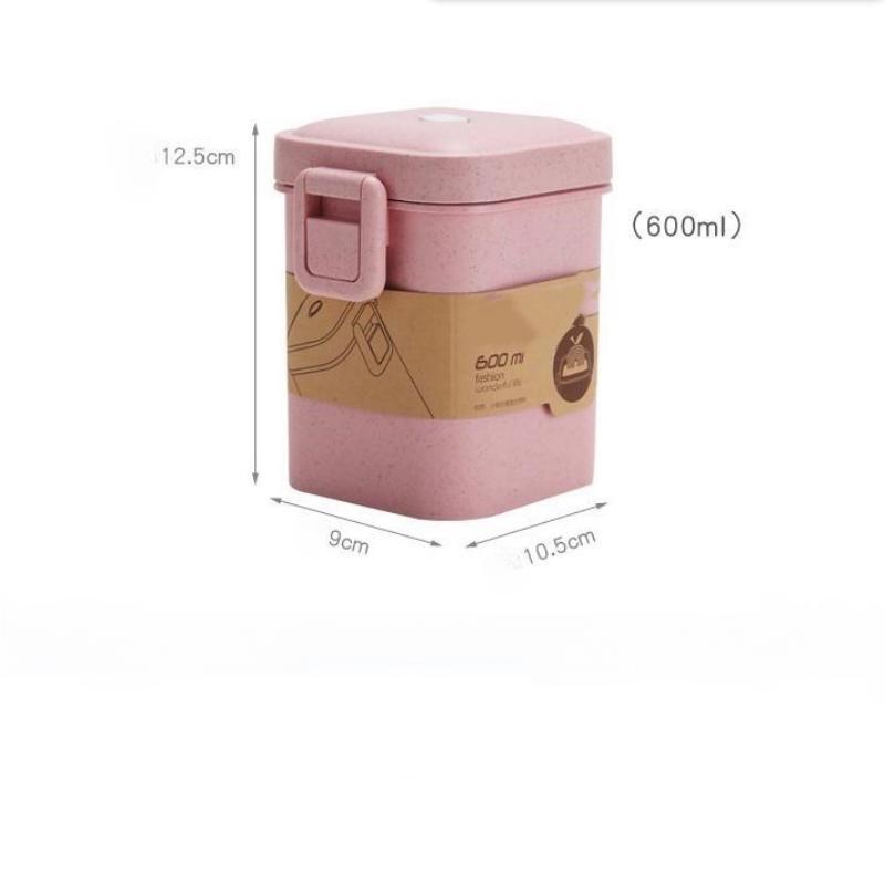Homeware Creative Wheat Straw Soup Cup Microwaveable Square Buckle Sealed Soup Can Holiday Gift Food Sealed Can